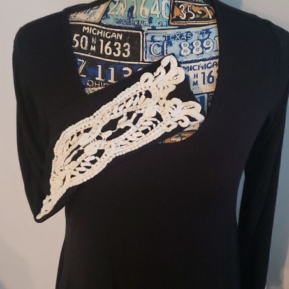 Black Flowy Shirt with sleeve detailing. - Picture 2 of 6